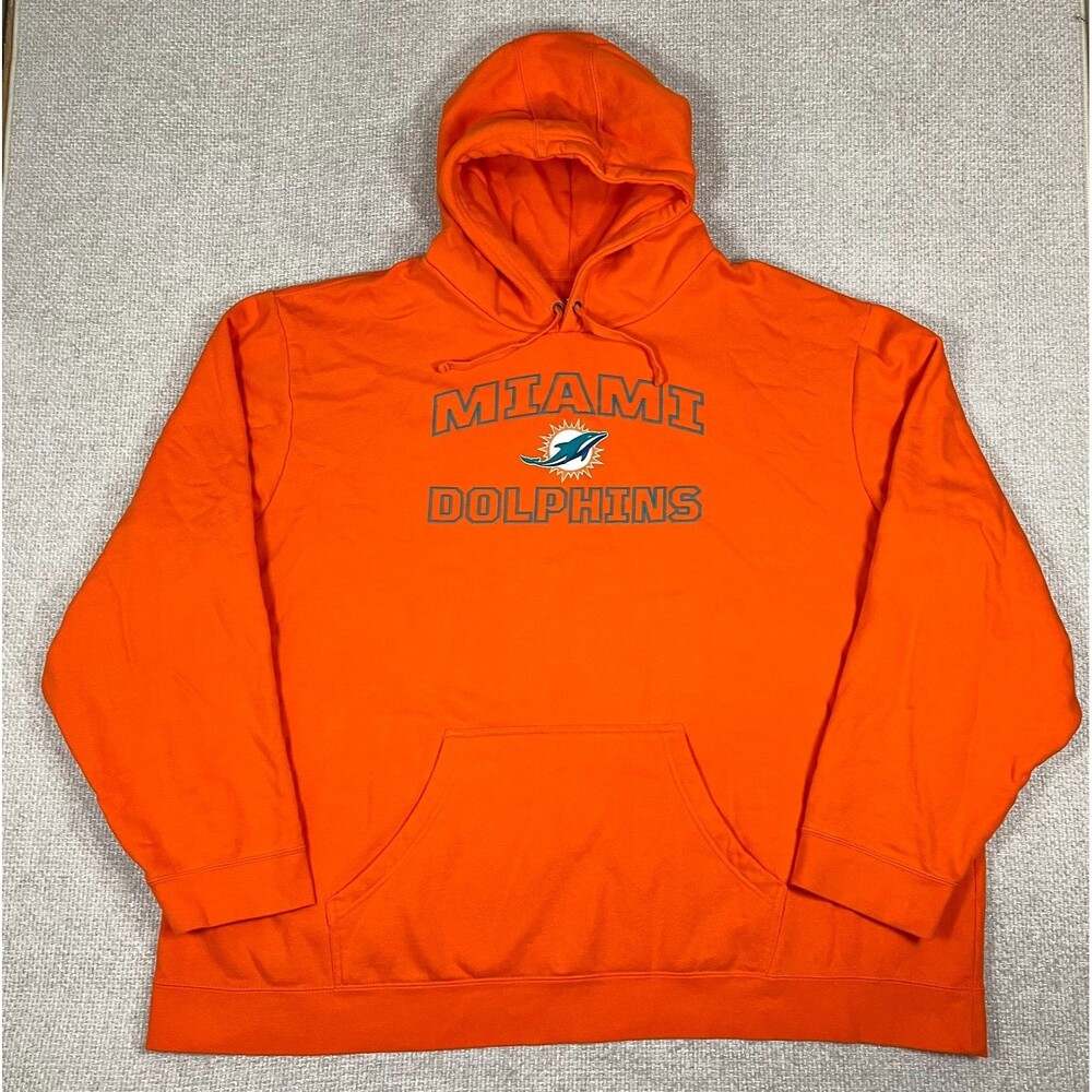 Miami Dolphins Hoodie Men's 4XL Tall Pullover Fanatics Orange NFL Football
